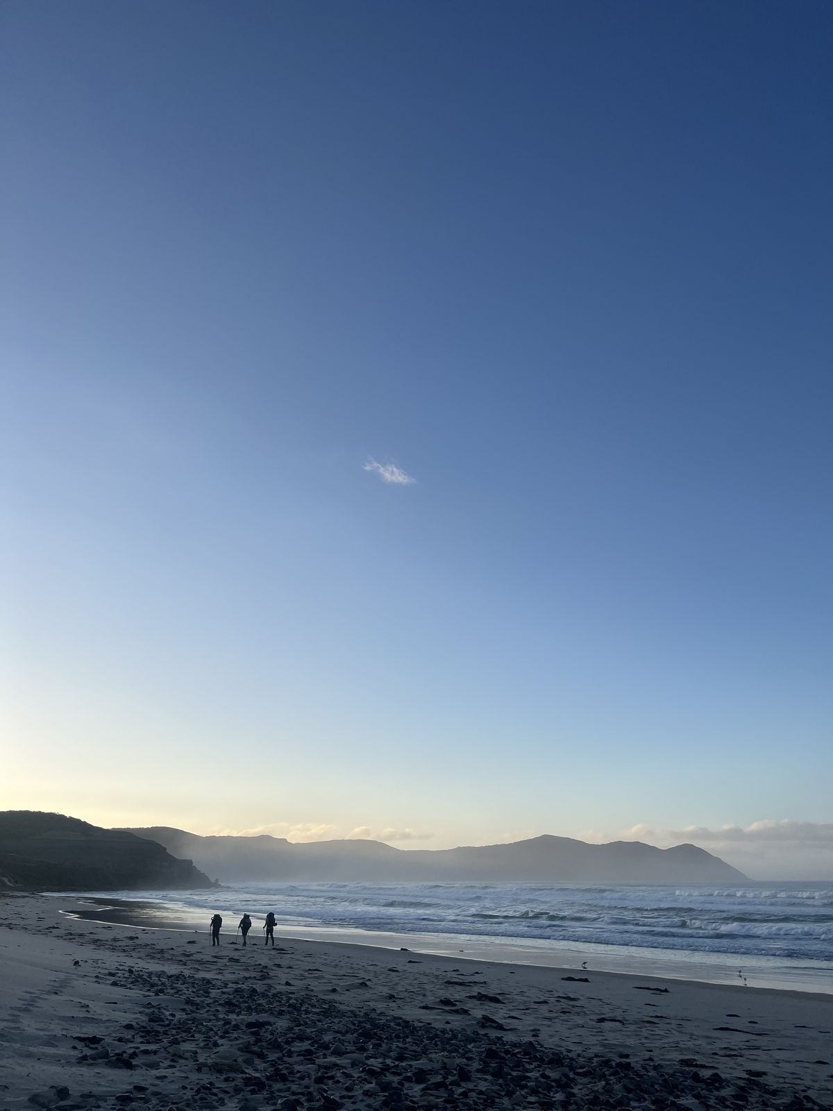 Hikers on the final beach approach